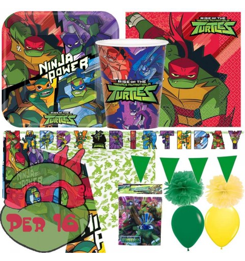 Kit n.69 tartarughe Ninja - coordinato festa per 16