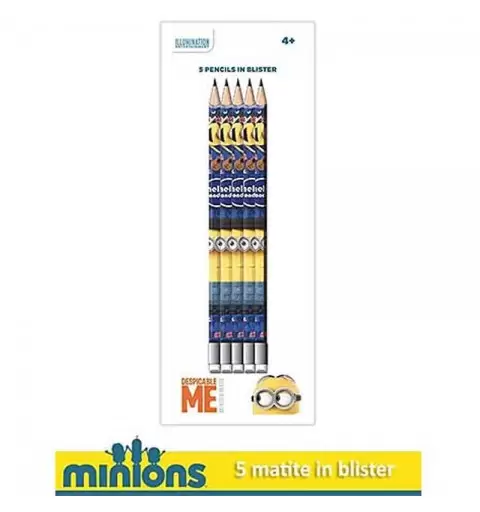 MATITE MINIONS CON GOMMINA - 5 PZ