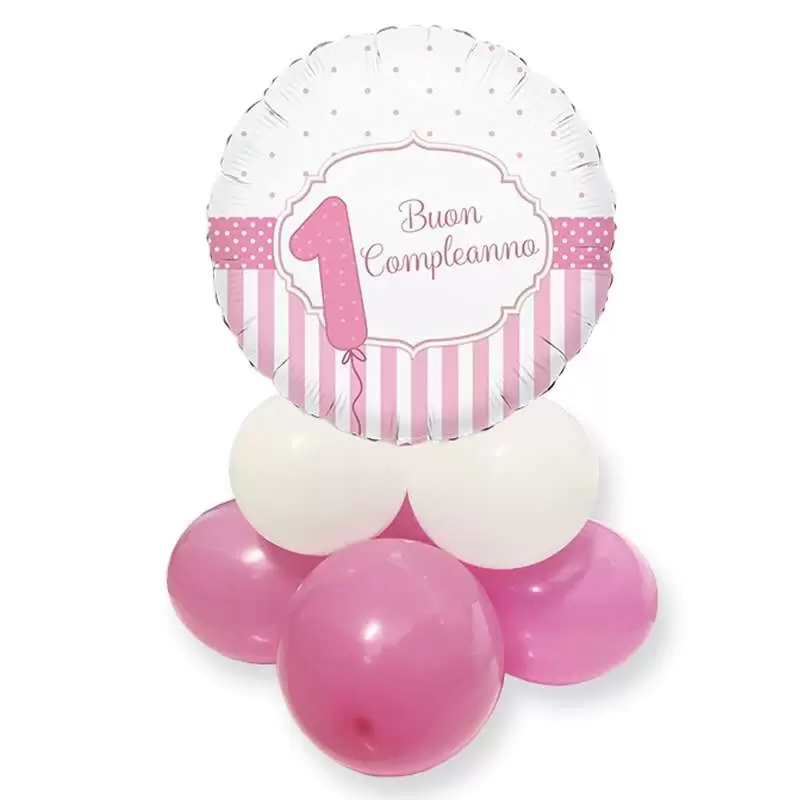 Centrotavola 1 anno rosa