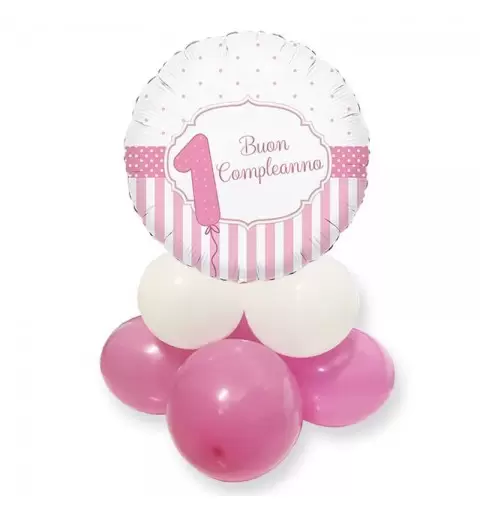Centrotavola 1 anno rosa