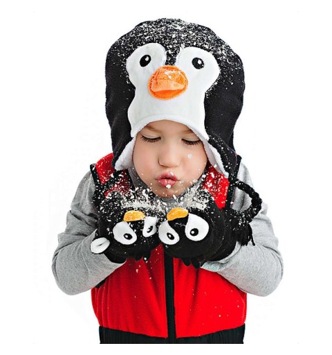Cappellino pinguino pupazzo reversibile