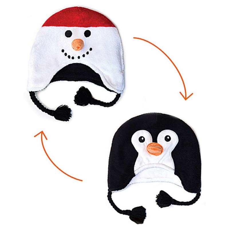 Cappellino pinguino pupazzo reversibile