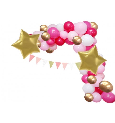 Arco di palloncini rosa stelle oro