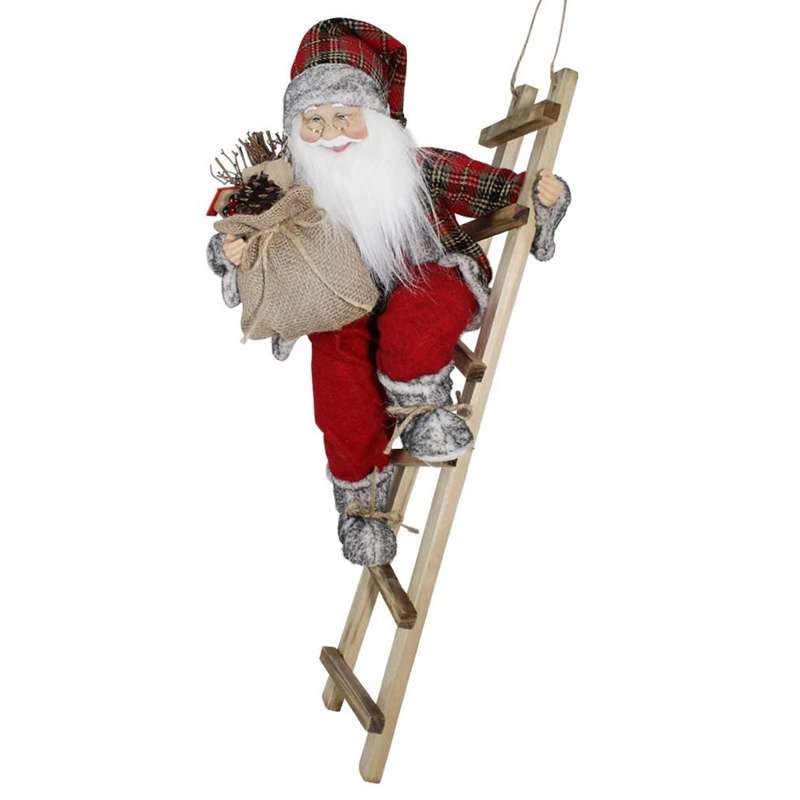 Babbo Natale con scaletta di legno decorazione