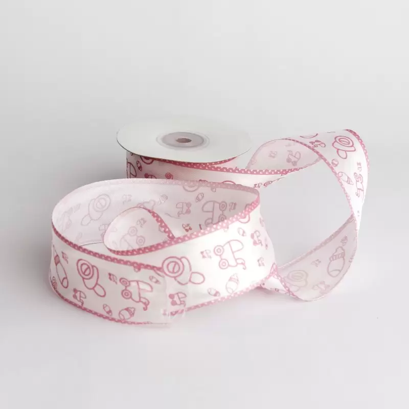 ROTOLO NASTRINO RASO ROSA PER NASCITA 