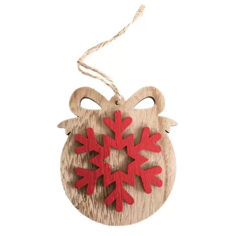 DECORAZIONI NATALIZIE IN LEGNO SFERA PIATTA - 4 PZ