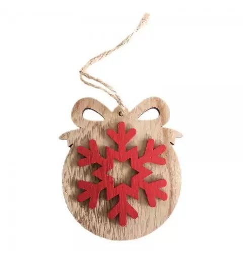 DECORAZIONI NATALIZIE IN LEGNO SFERA PIATTA - 4 PZ