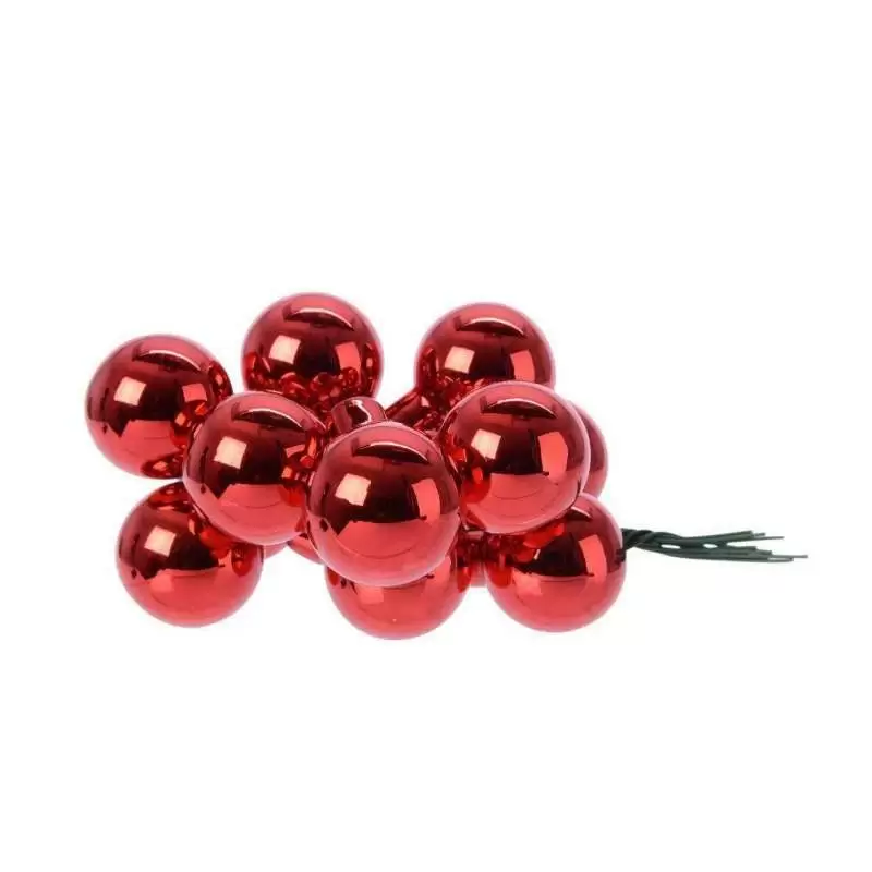 GRAPPOLO DI PALLINE ROSSE LUCIDE 710517 - 12 PZ