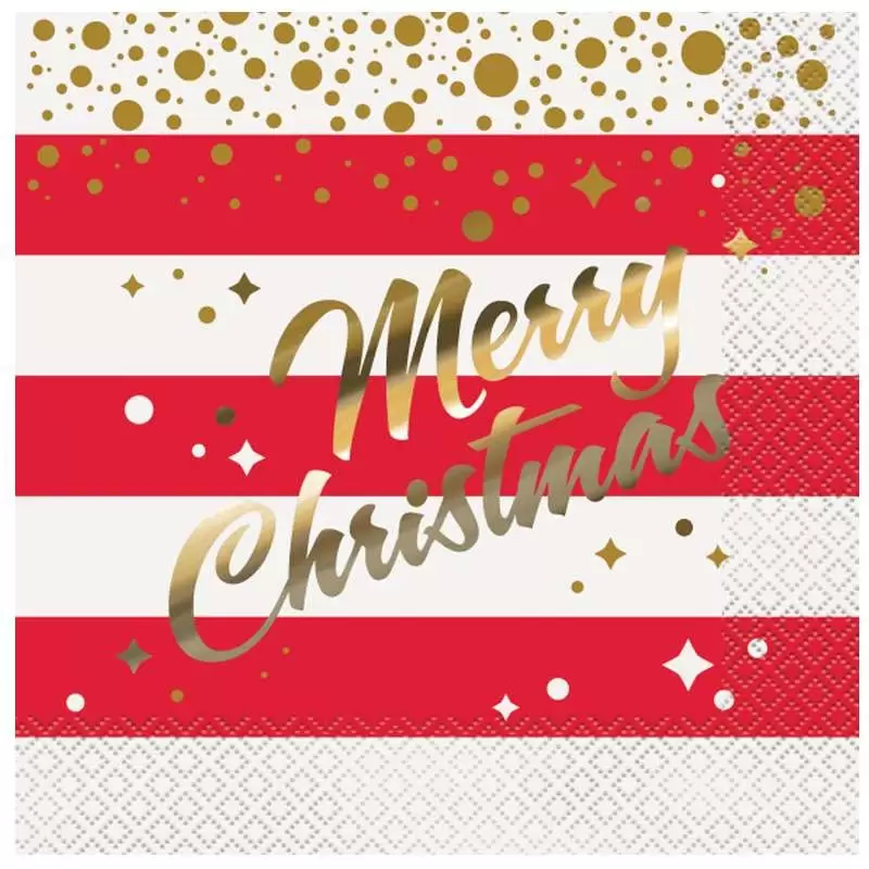 Tovaglioli Merry Christmas gold sparkle