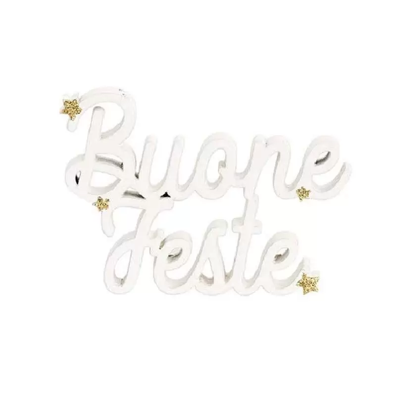 Buone feste legno stelle oro glitter