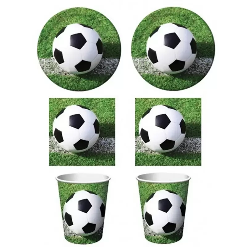 KIT N2 68 PZ SET COMPLEANNO 70 PZ TEMA CALCIO FESTE BAMBINO PARTY