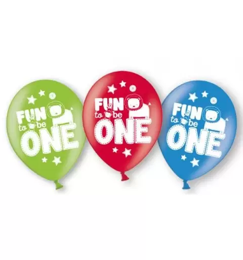 6 PALLONCINI COMPLEANNO 1 ANNO WILD BOY PRIMO COMPLEANNO BAMBINO BIMBO PARTY 