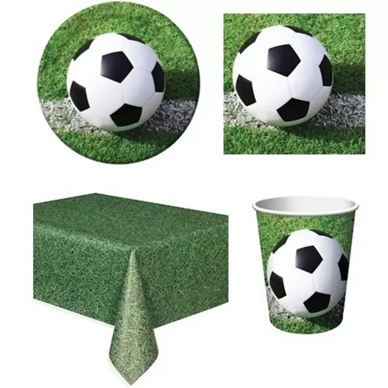 KIT N3 119  PZ SET COMPLEANNO 70 PZ TEMA CALCIO FESTE BAMBINO PARTY