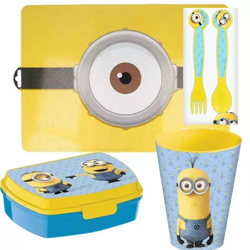 PORTAMERENDA BORRACCIA TOVAGLIETTA E POSATE MINIONS