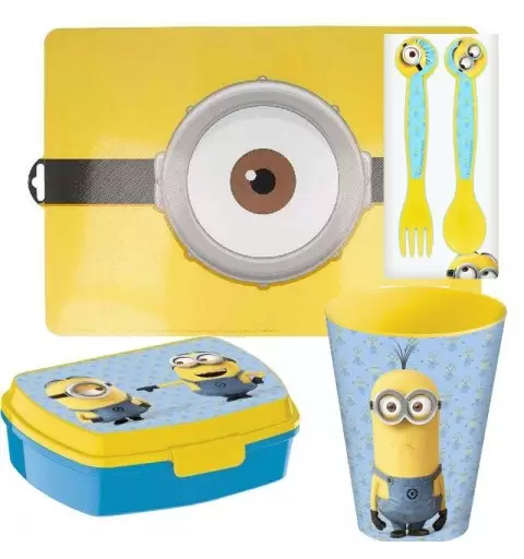 PORTAMERENDA BORRACCIA TOVAGLIETTA E POSATE MINIONS