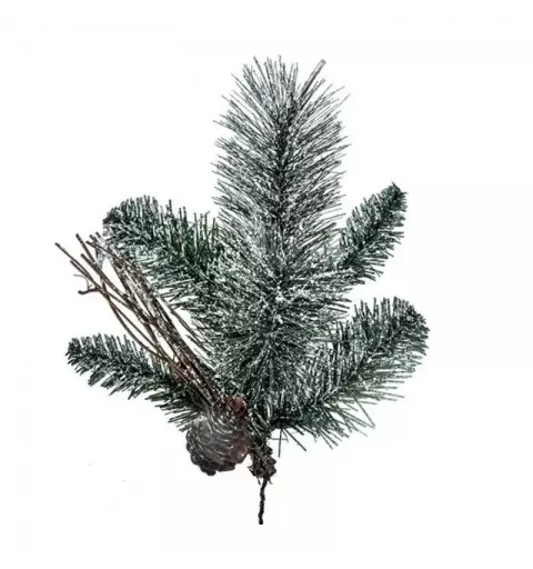 RAMO DI PINO INNEVATO DECORATIVO CON PIGNE - 1 PZ