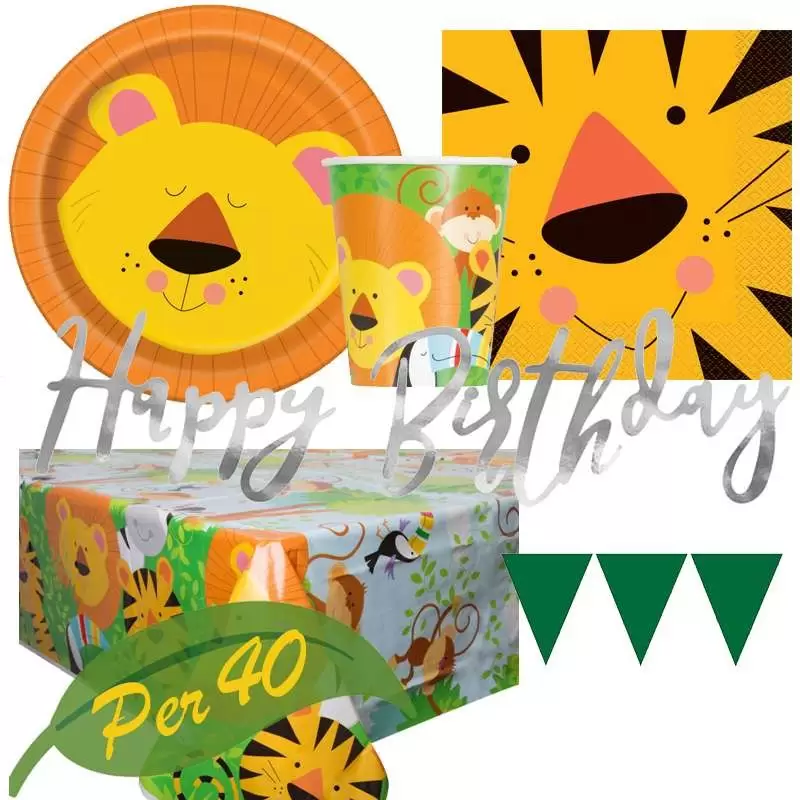 Kit n.17 jungle - set tavola per compleanni