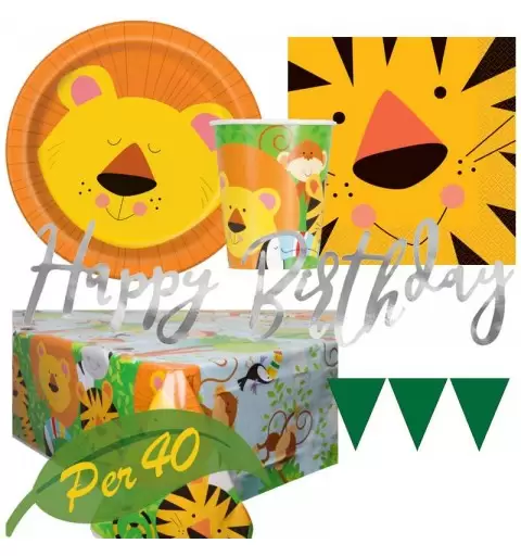 Kit n.17 jungle - set tavola per compleanni