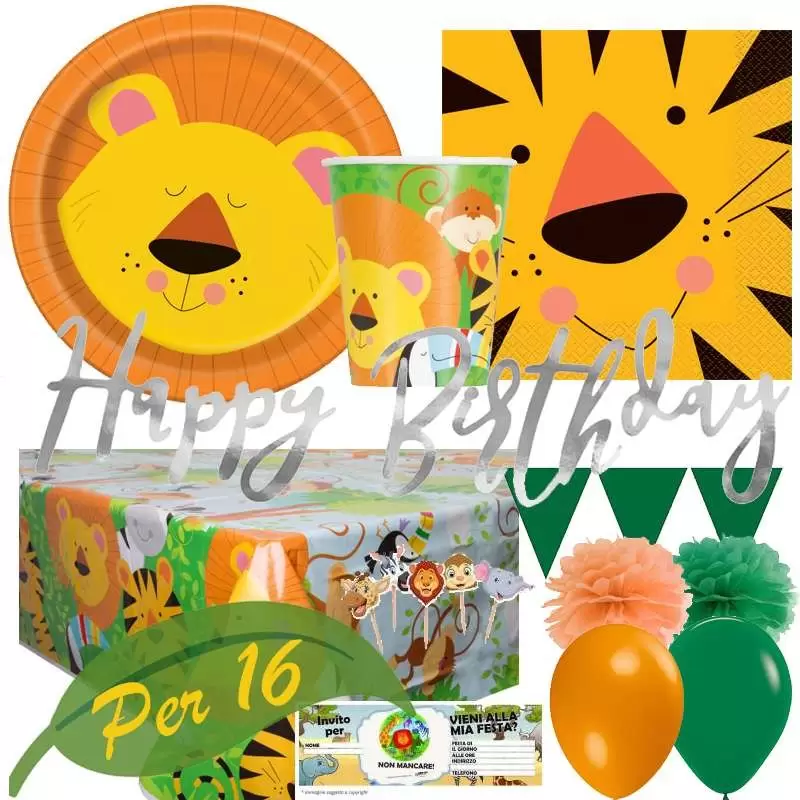 KIT N.61 JUNGLE – COMPLEANNO PER 16 PERSONE