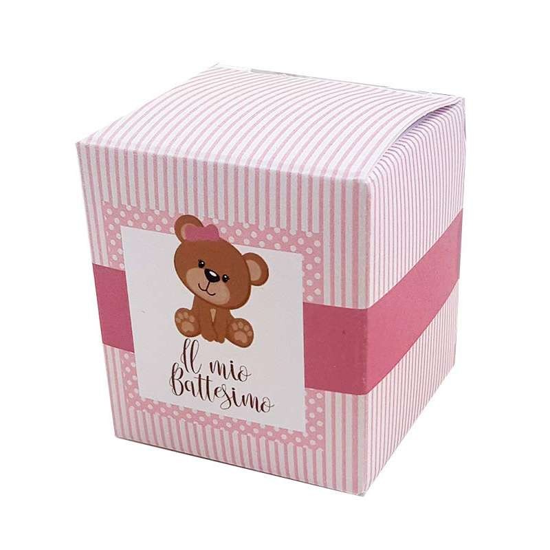 Scatolina battesimo orsetta rosa