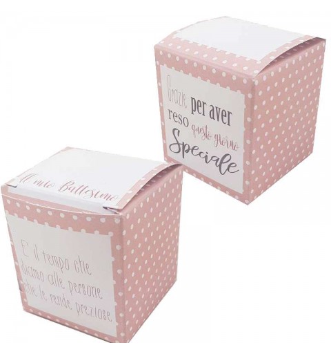 SCATOLINE BATTESIMO POIS ROSA - 20 PZ