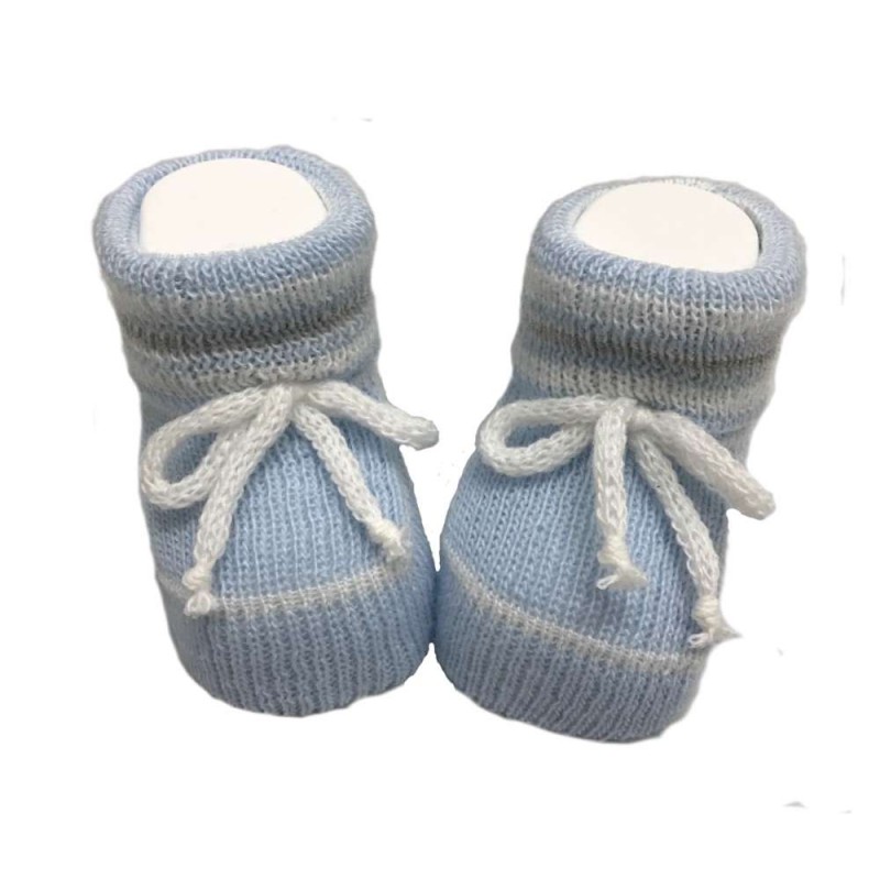 Scarpine di cotone per neonato celesti o bianche