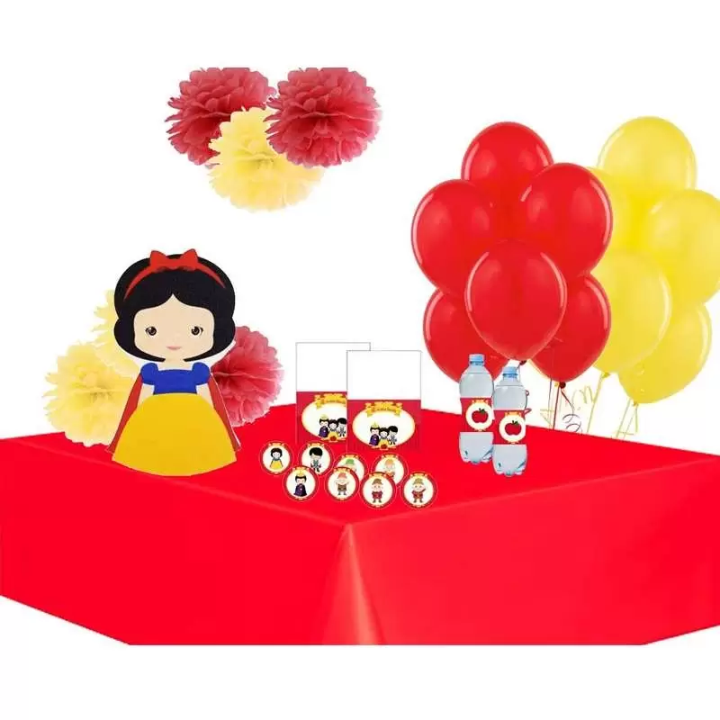 Allestimento tavola per festa a tema Biancaneve e i 7 nani