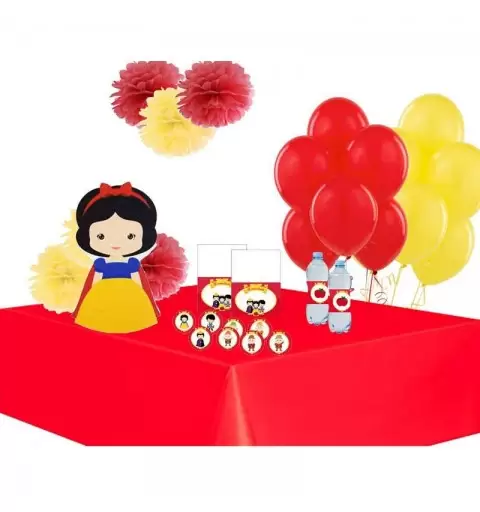 Allestimento tavola per festa a tema Biancaneve e i 7 nani