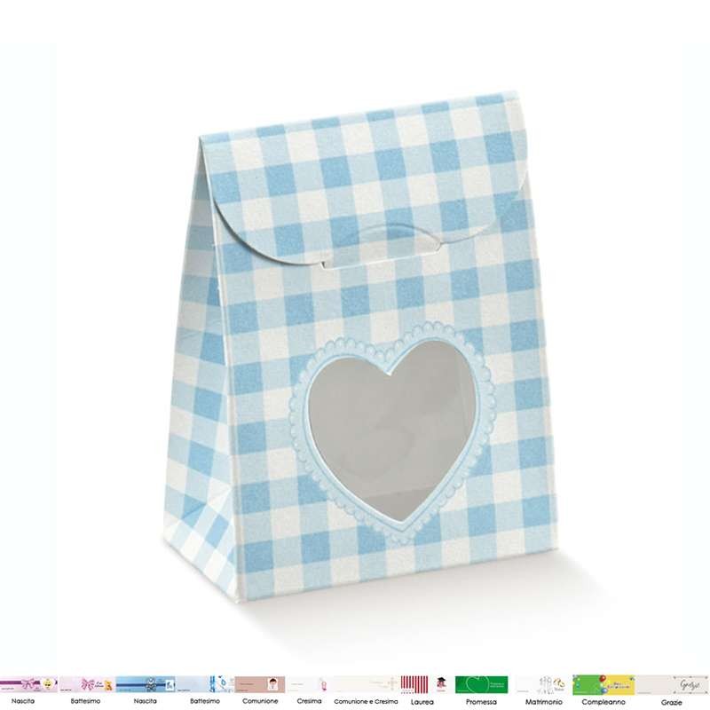 Scatolina quadretti celeste con finestra cuore