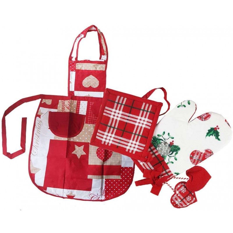 Set regalo per cucina natalizio grembiule e guanto