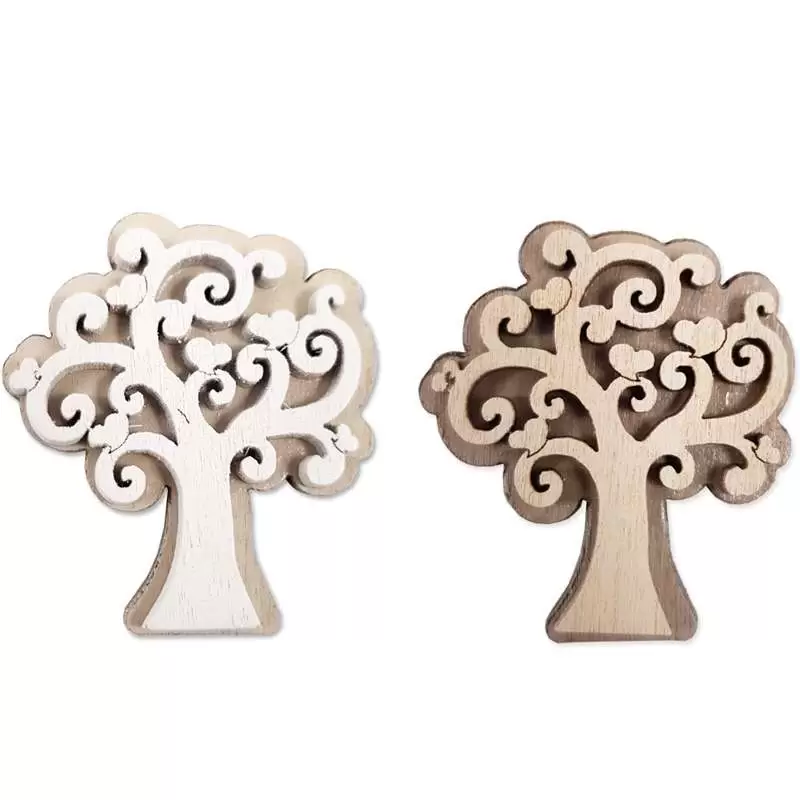 Albero della vita in legno con cuoricini - 48 pz