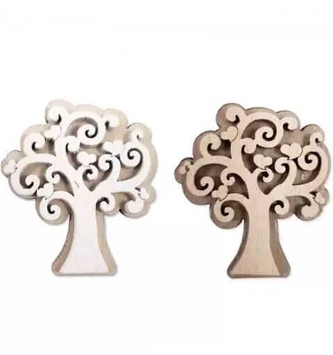 Albero della vita in legno con cuoricini - 48 pz