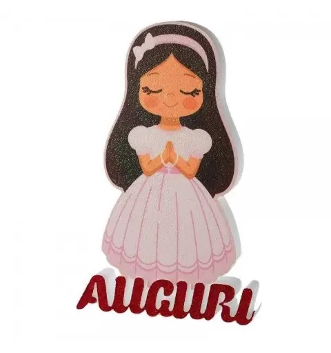 BAMBINA IN POLISTIROLO PRIMA COMUNIONE AUGURI