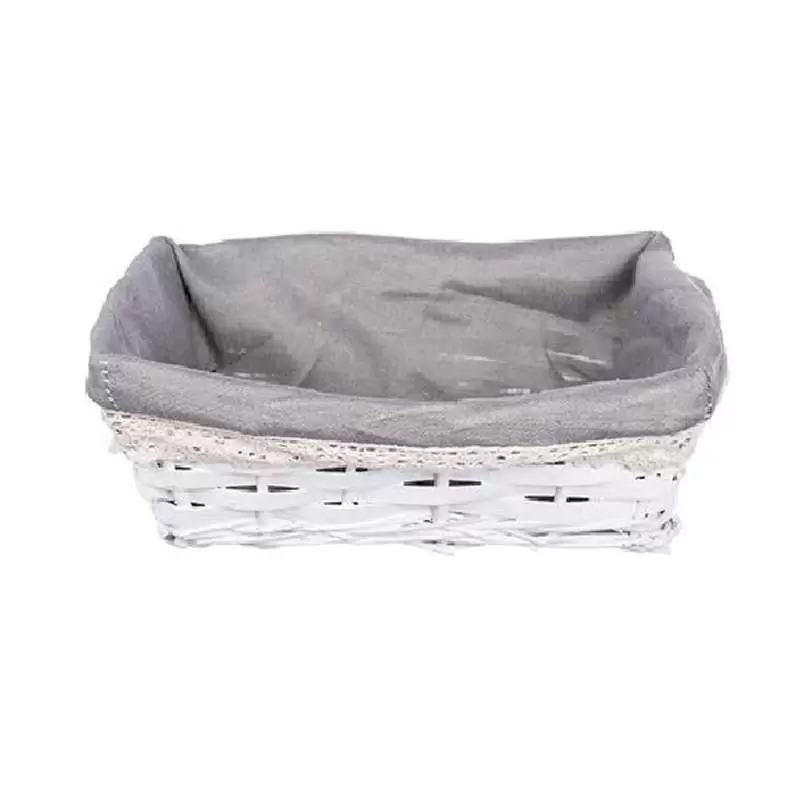 Cestino rettangolare con pizzo bianco