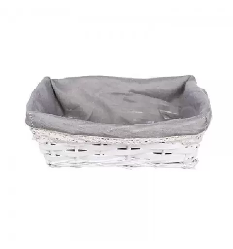 Cestino rettangolare con pizzo bianco