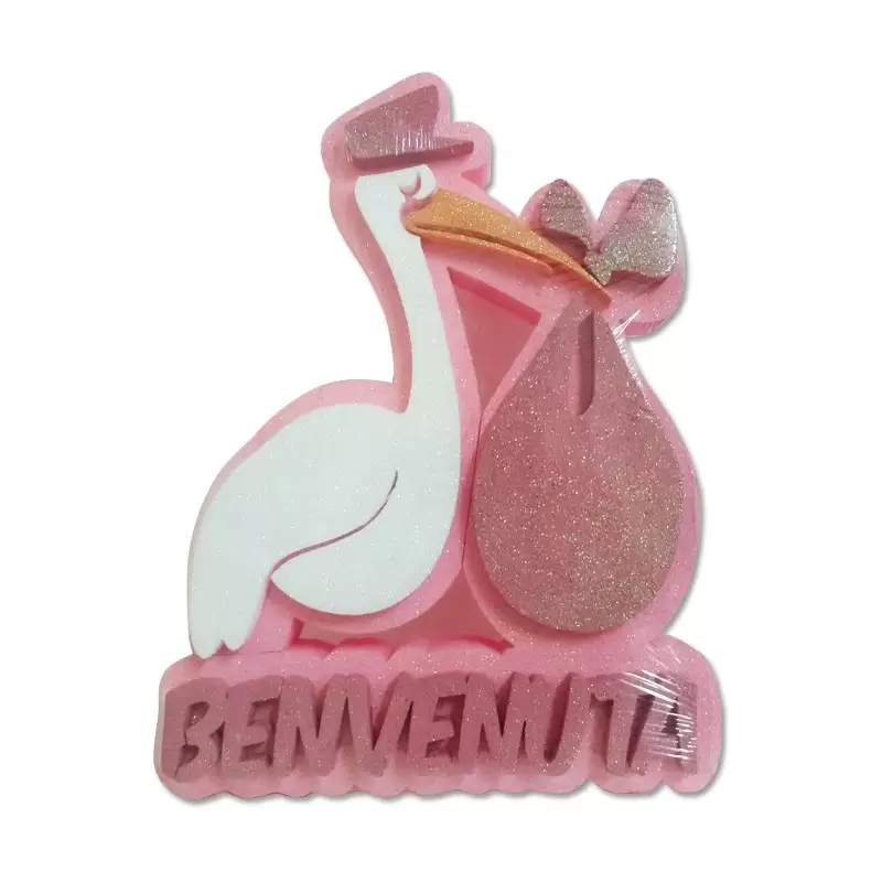DECORAZIONE CICOGNA BENVENUTO / A IN POLISTIROLO