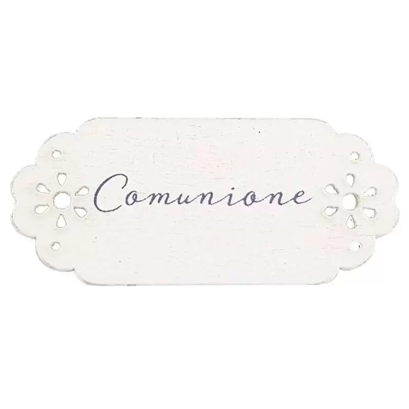 TARGHETTE COMUNIONE DI LEGNO BIANCO – 24 PZ