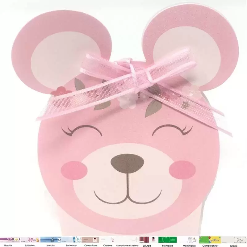 20 scatoline orsetta rosa poratconfetti per bomboniere