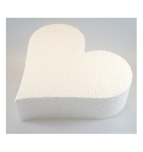 Base a forma di cuore di polistirolo  Una base a forma di cuore di polistirolo da14,5 x 21,5 x 4,6 cm. 