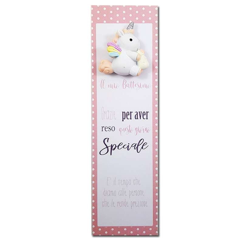 Segnaposto battesimo rosa a tema unicorno