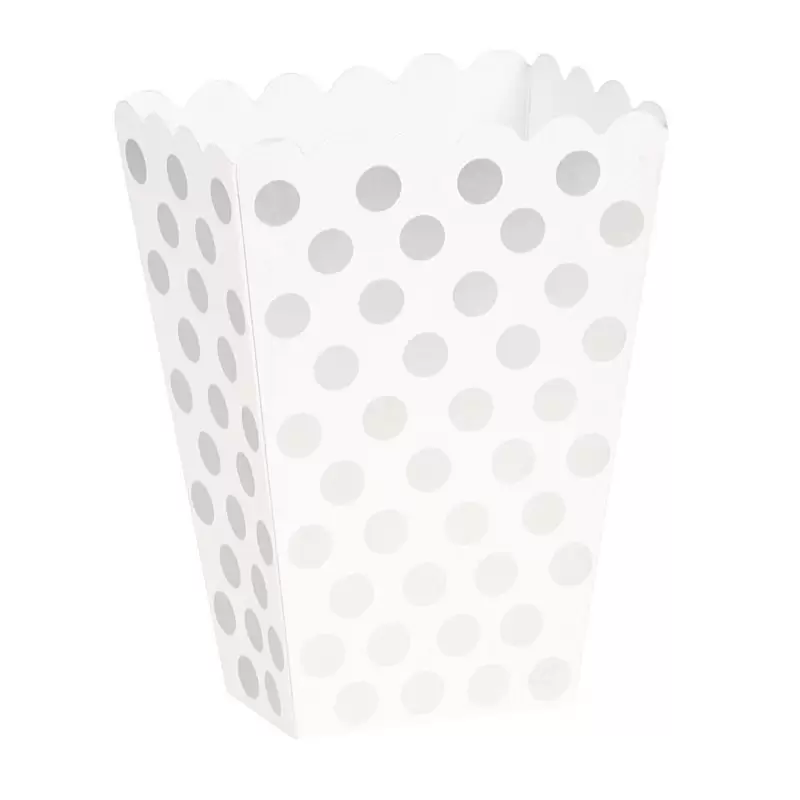 59296 24 PZ SCATOLINE CONTENITORI BIANCO POIS ARGENTO 