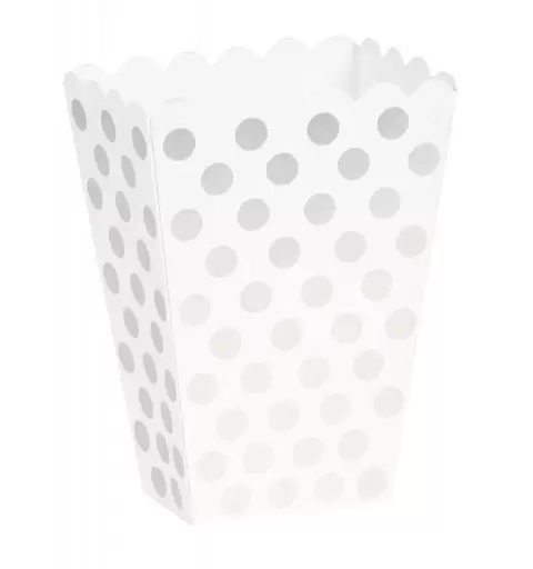 59296 24 PZ SCATOLINE CONTENITORI BIANCO POIS ARGENTO 