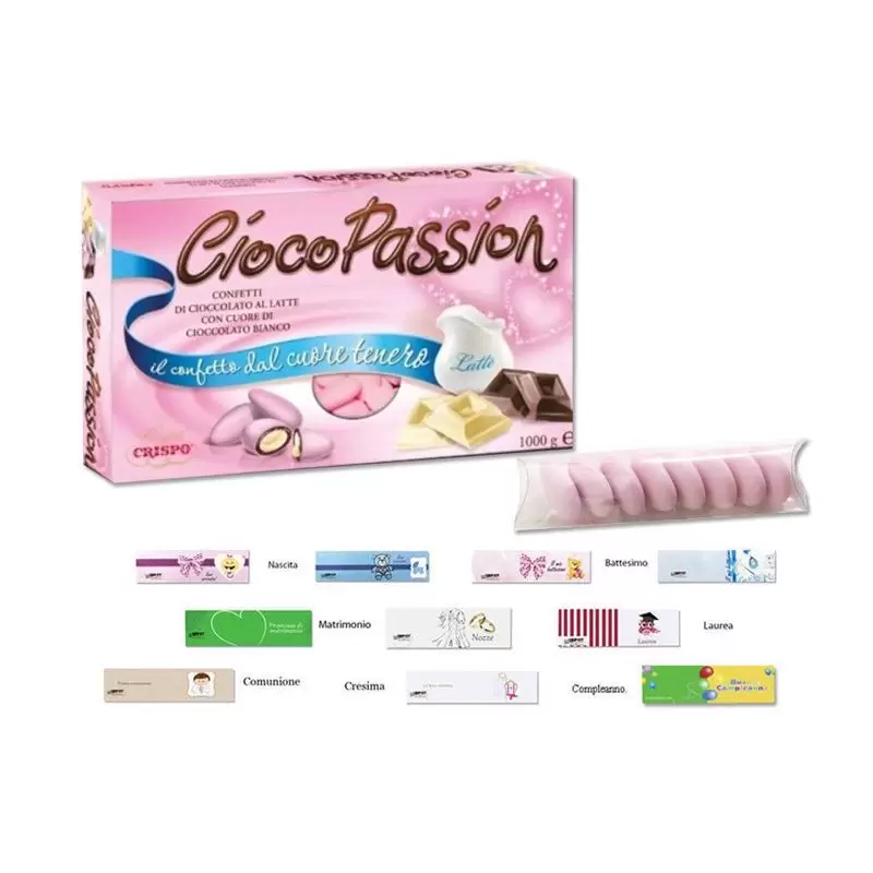 CRISPO CIOCOPASSION 1KG + 100 PORTACONFETTI + 100 BIGLIETTINI