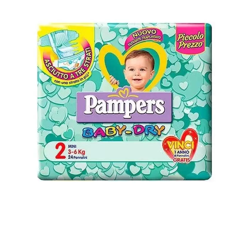 Pacco di pannolini Pampers baby dry  Un pacco di pannolini Pampers baby dry taglia 2 (3-6 kg)