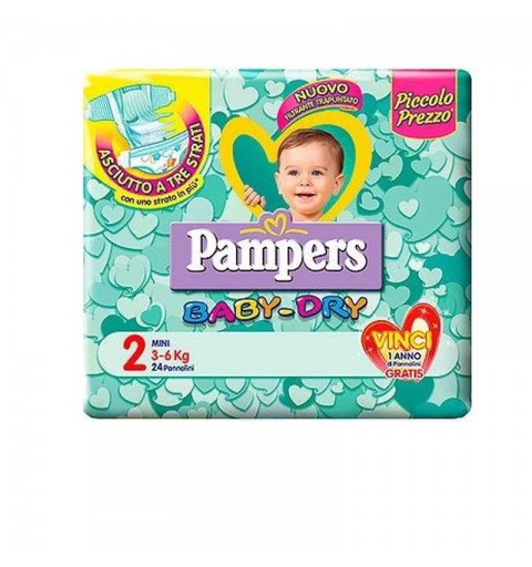 Pacco di pannolini Pampers baby dry  Un pacco di pannolini Pampers baby dry taglia 2 (3-6 kg)