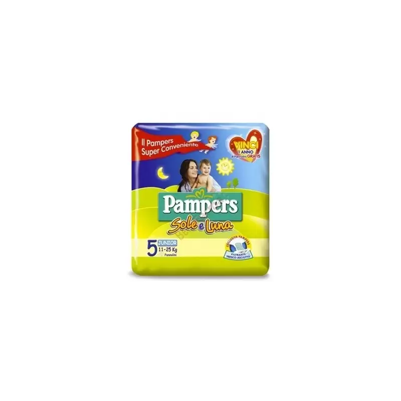 PACCO DI PANNOLINI PAMPERS SOLE E LUNA TAGLIA 5