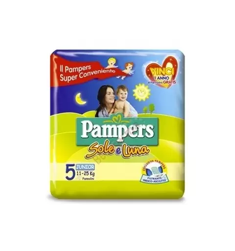 6 PACCHI PANNOLINI PAMPERS SOLE E LUNA TAGLIA 4 108 PEZZI