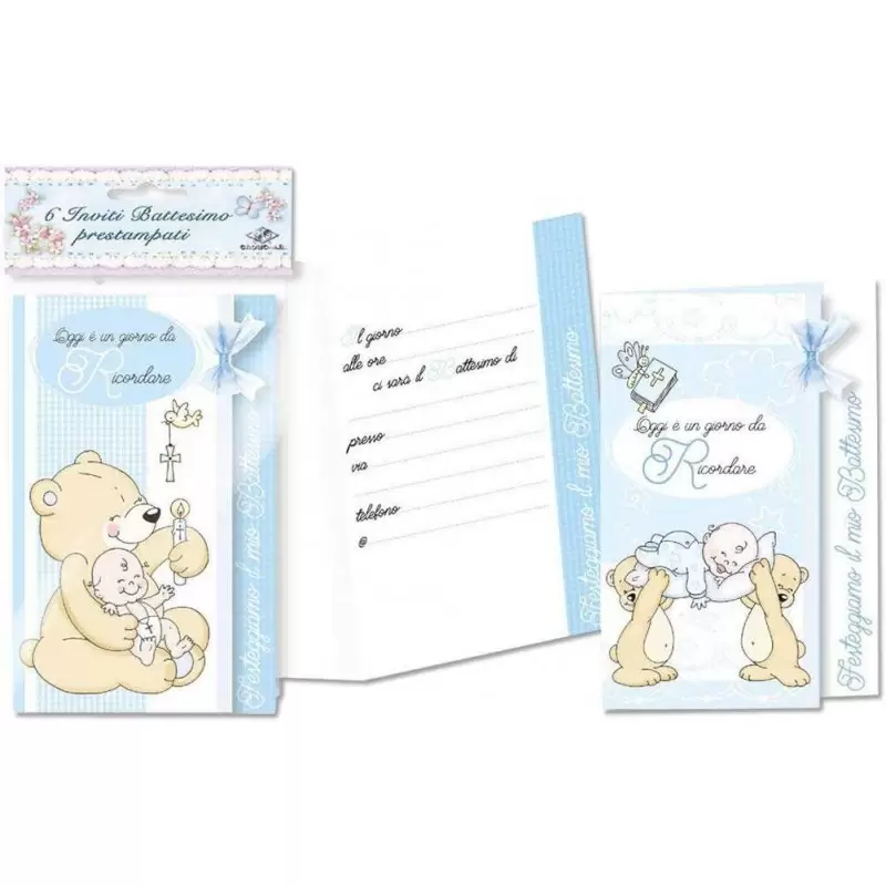 6 inviti battesimo celeste per bambino