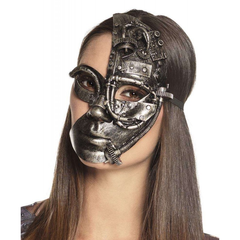 Maschera donna robot argento per travestimenti steampunk