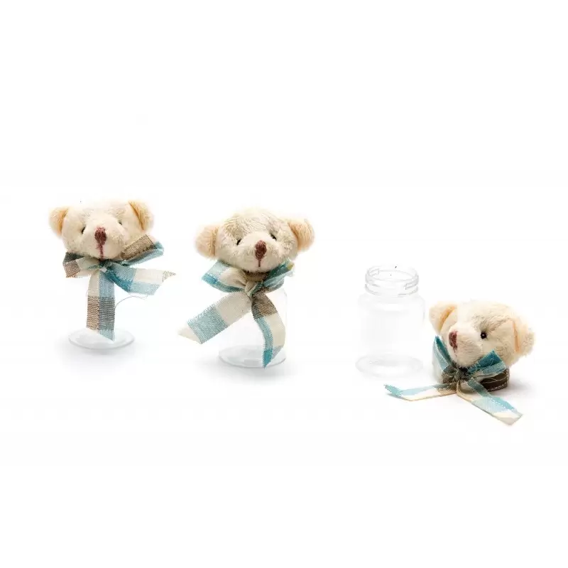 Barattolini peluche celeste orsetto